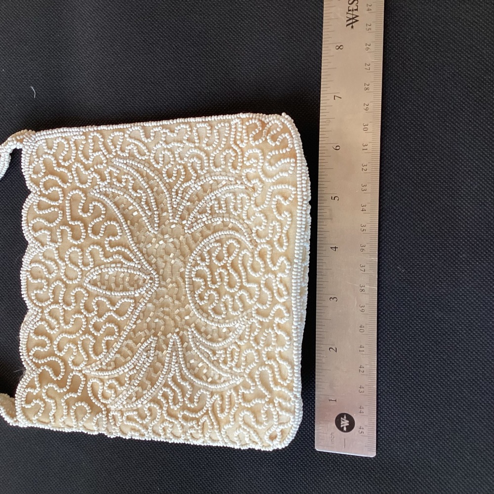 WALBORG Vintage Handmade Seed Beaded Purse Scalloped Edge Belgium - Picture 8 of 12